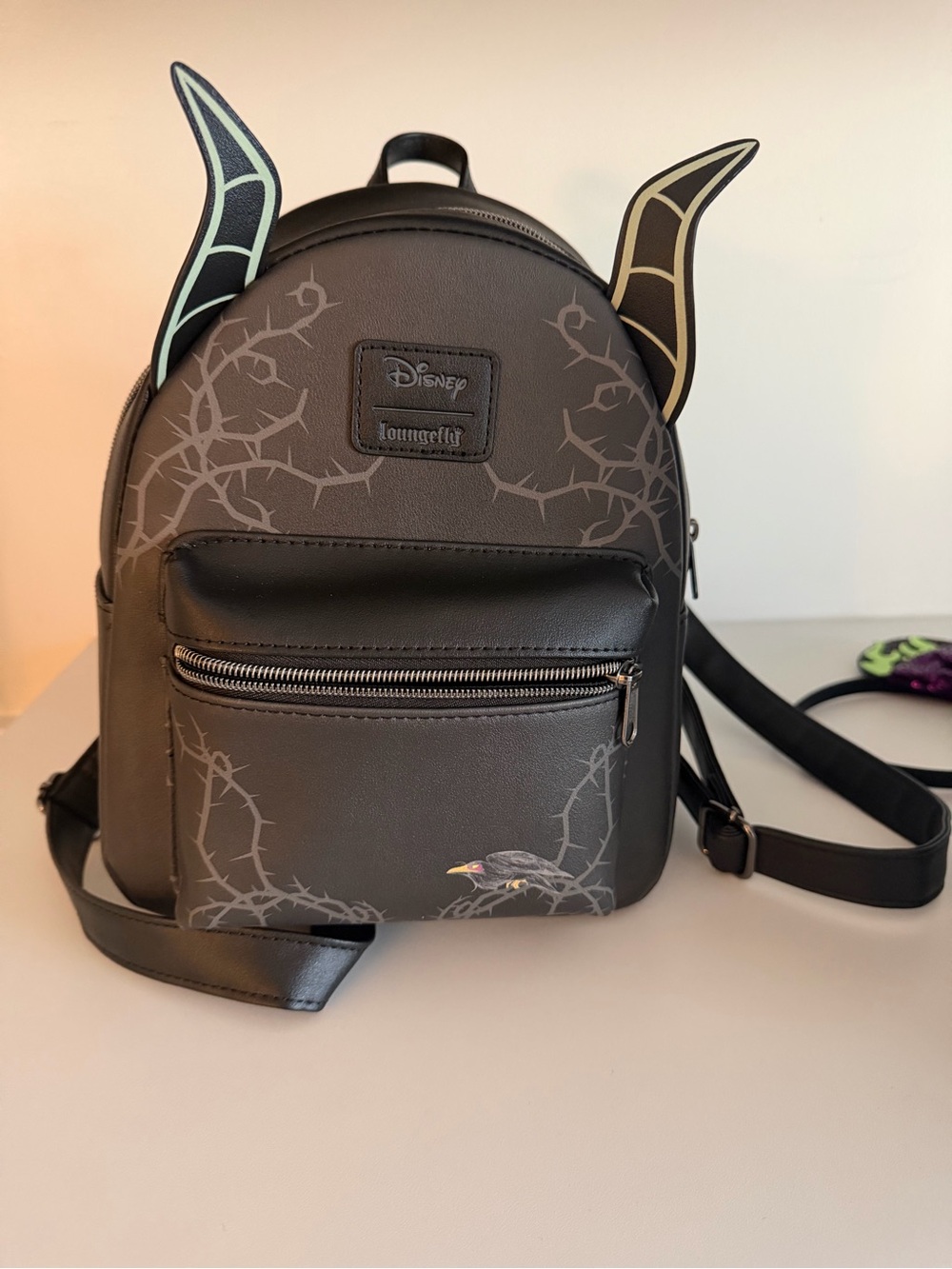Loungefly Black Maleficent Horn Accent Mini Backpack